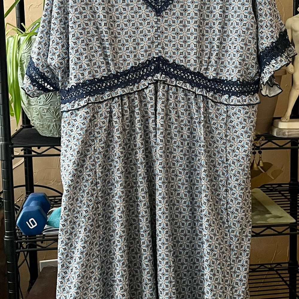 BloomChic Blue and White Patterned Maxi Dress